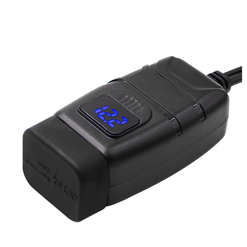 Blue LED Lmodri мотоцикл, встроенная в транспортное средство Зарядное устройство Водонепроницаемый двойной QC 3,0 Быстрая зарядка 12V телефонное Зарядное устройство переключатель вольтметра адаптер - Цвет: Blue LED