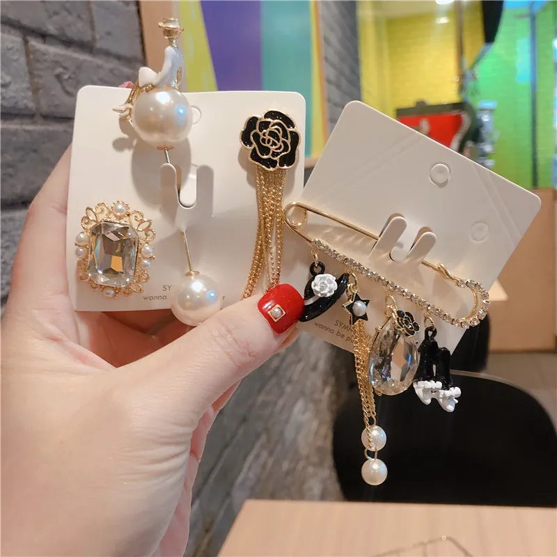 Женский жемчуг цветок брошь булавки для женщин корейская модная цепочка из