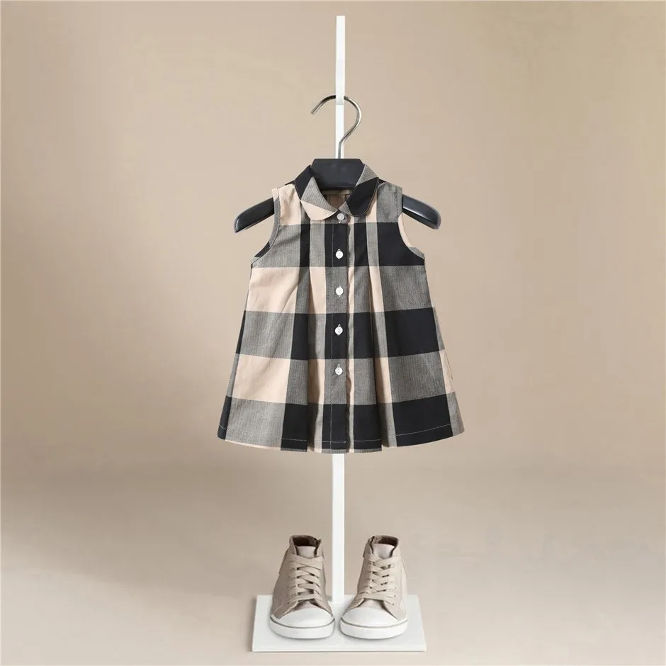 

Платье для маленьких девочек 2021, летние хлопковые топы, платье без рукавов, модное платье в клетку и в полоску, брендовые топы для маленьких ...