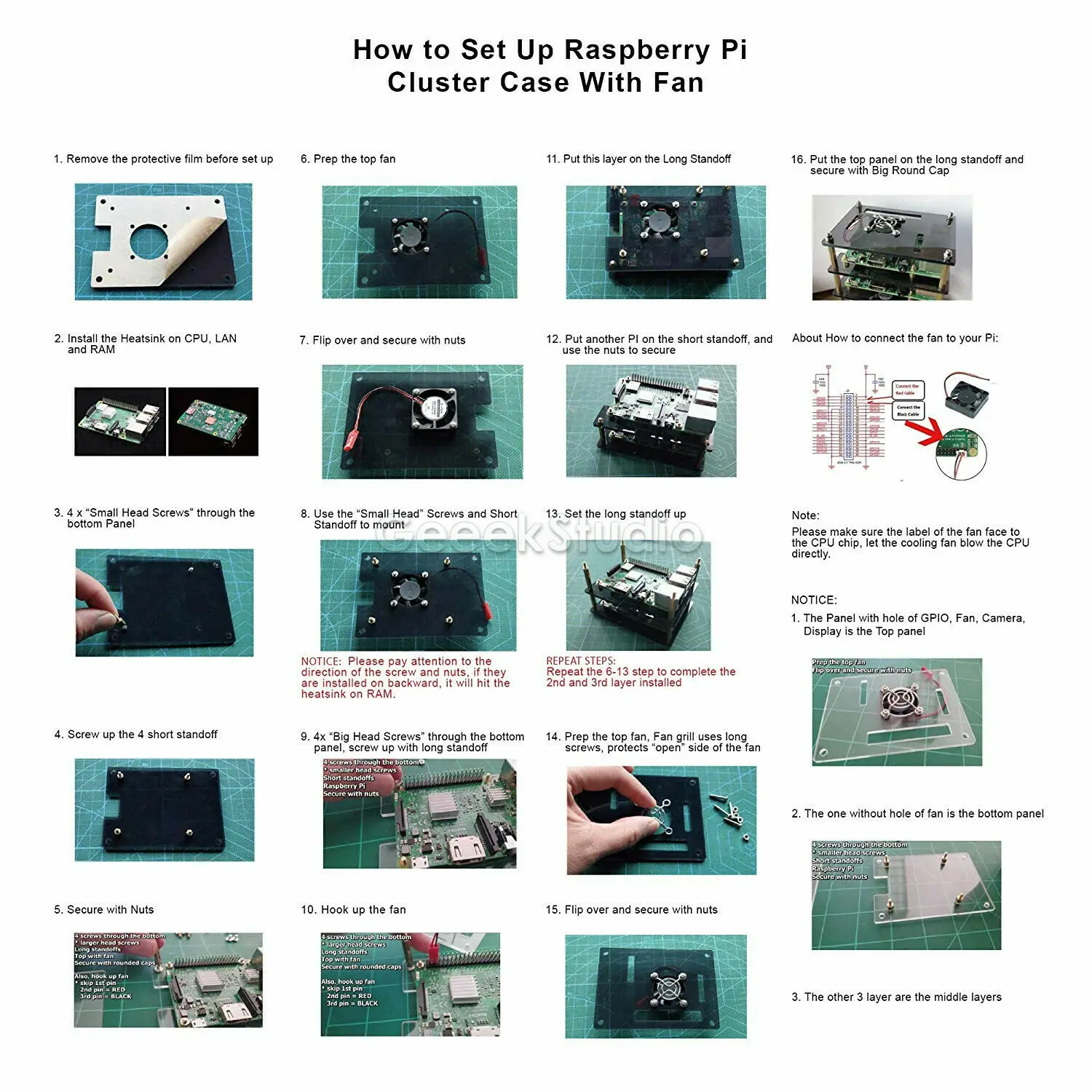 Raspberry Pi 4 Чехол акриловый кластер чехол 4-слойный с охлаждающим вентилятором для Raspberry Pi 4 Модель B/3B