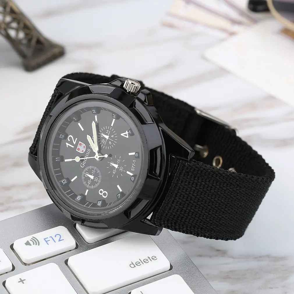 

Simple Quartz Watch Luminous Hands Woven Canvas Belt Army military Sport Style Army Sport Style Cool Watch Fashion Unisex Gift