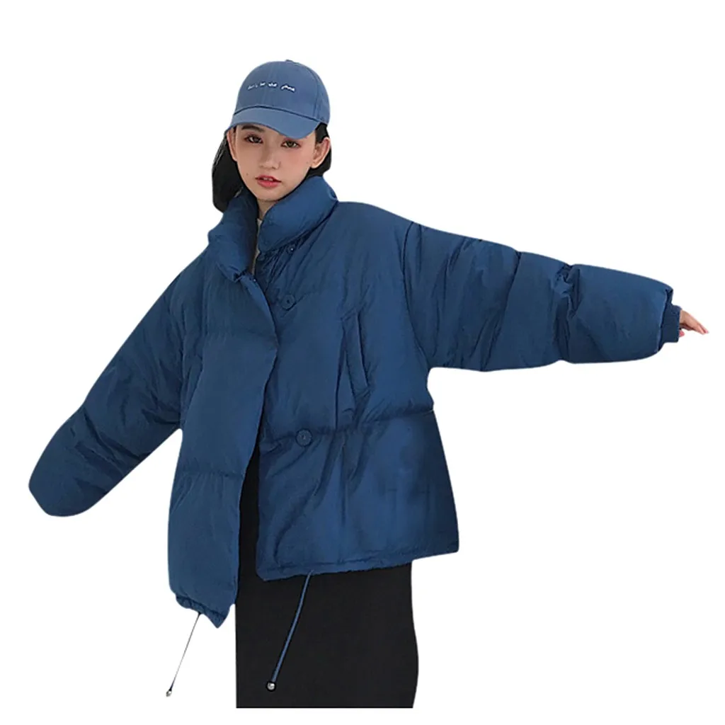 Blue Модные новые пуховики женские зимние пальто короткие плотные теплые хлопковые стеганые зимние куртки женские пальто# J30 - Цвет: Blue