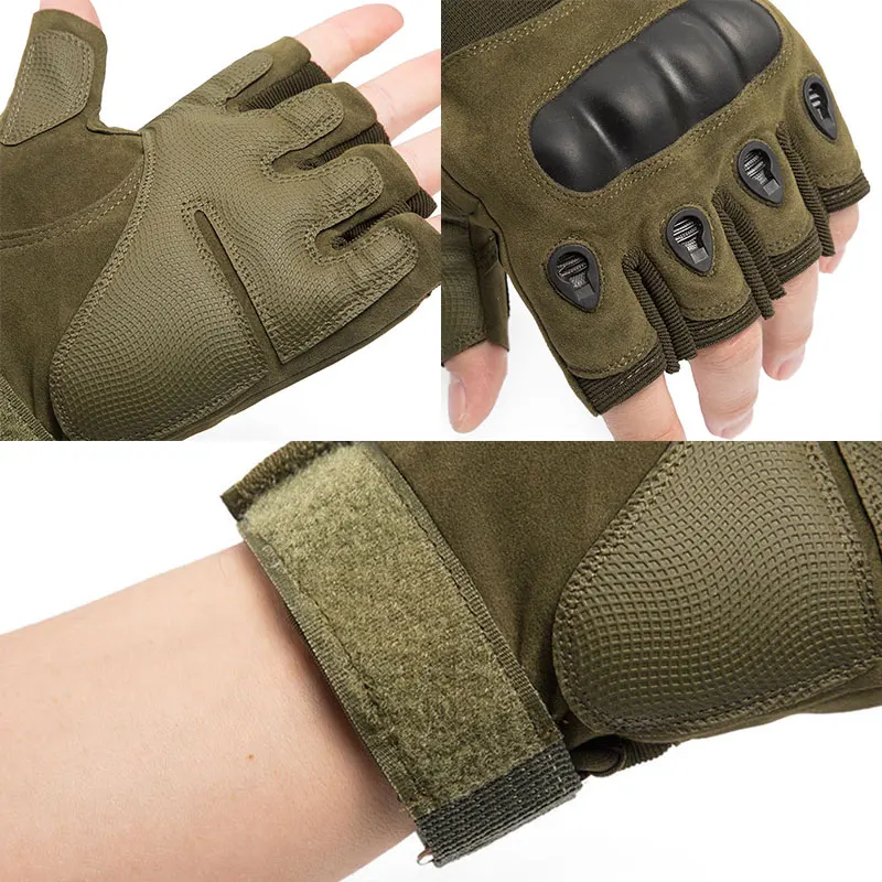 

Anti-Slip Breathable Military Army Men Gloves Combat Army Fan Gloves Half Finger Gloves Tactical Fingerless Mitten Hard Knuckle