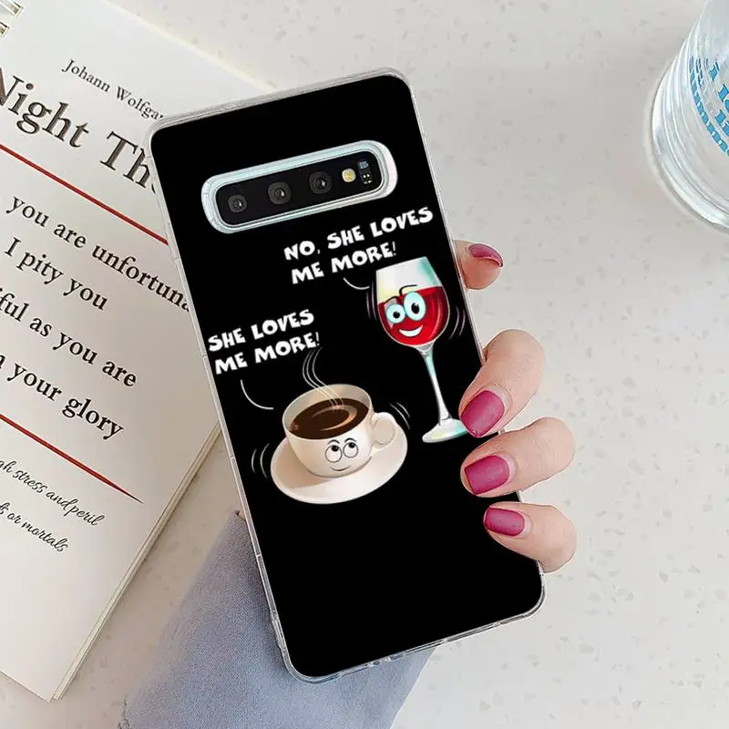 

Coffee Wine Cup Phone Case Transparent for Samsung A71 S9 10 20 HUAWEI p30 40 honor 10i 8x xiaomi note 8 Pro 10t 11