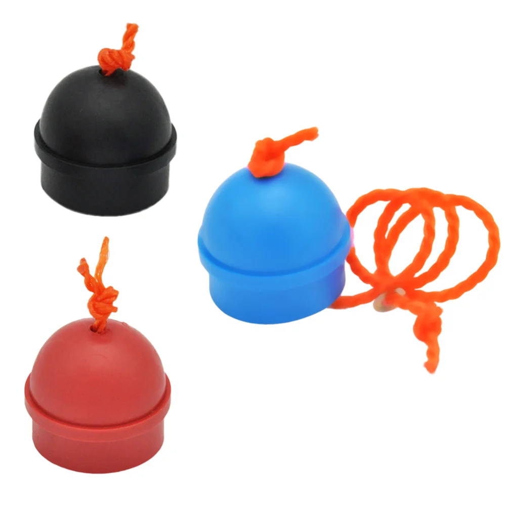 

3 Pcs Billiard Cue Chalk Holder Mix Color Rubber Snooker Pool Cue with String (Black Red Blue)