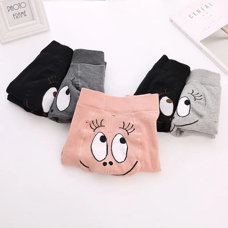 Зимние теплые милые бархатные утепленные штаны со смайликом для детей ясельного