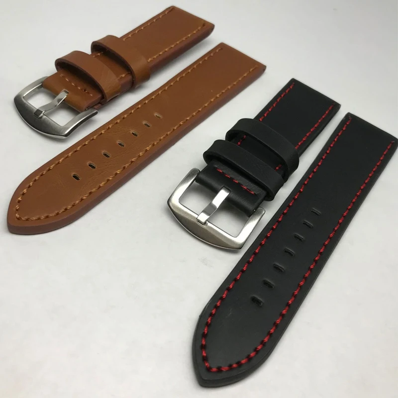 

High Quality Brown Watch Band Leather Straps Watchbands 18mm 20mm 22mm 24mm Stainless Steel Buckle Clasp Watch Accessories