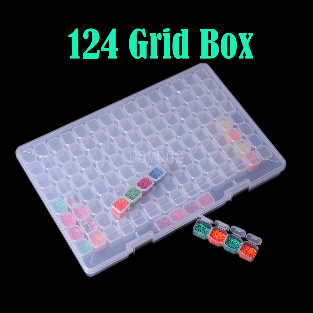 

124 Grids Diamond Painting Storage Box Accessories Tools Containers Case Plastic Bead Organizer 5D Diamond Embroidery Accessorie