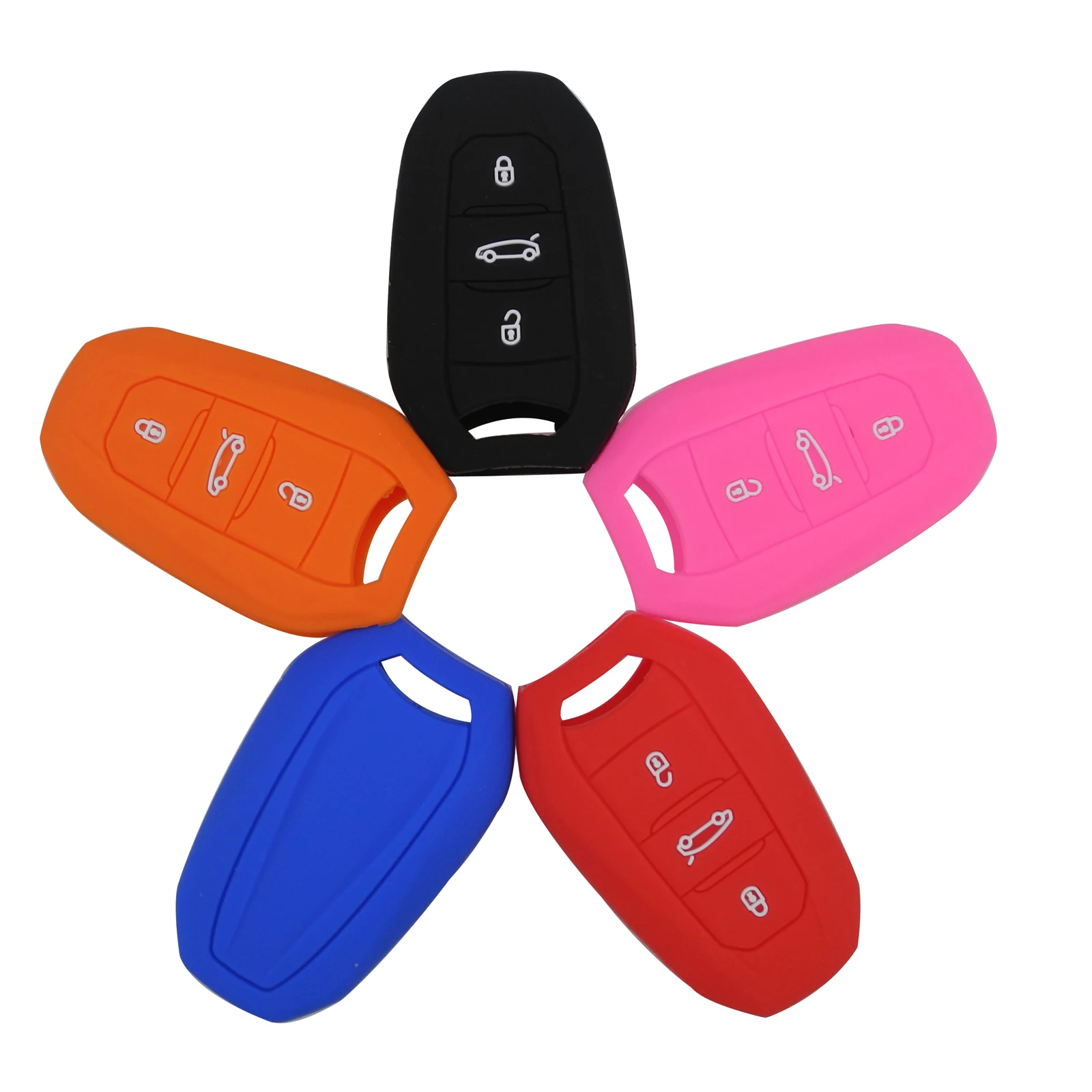 

Kutery 3BTN Silicone Remote Car Key Case For Peugeot 308 408 508 2008 3008 4008 5008 Citroen C4 C4L C6 C3-XR Protect Replacement