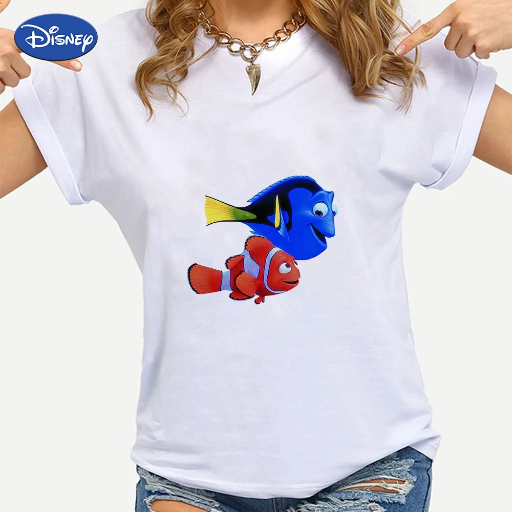 

Finding Nemo Woman T-Shirt Dory Print Best Friend Aquarium Holiday Matching Soft Girl Aesthetic Summer 2022 Travel Tshirt Disney