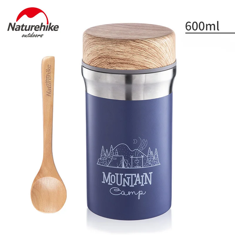 Purple 600ML Naturehike открытый тепловой Ланч-бокс Посуда Вакуумная чашка для воды 300 мл 400 мл бутылка из нержавеющей стали Портативный для пикника с ложкой - Цвет: Purple 600ML