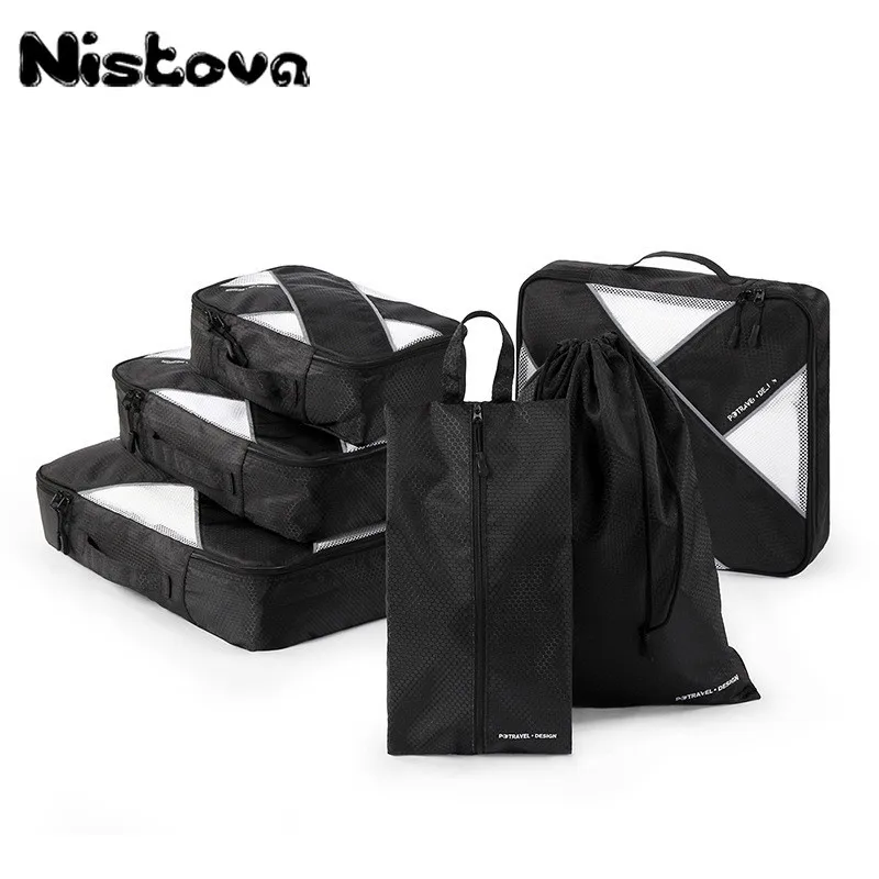 

New Breathable Travel Bag 6 Pcs Packing Cubes Luggage Packing Organizers Weekend Bag Shoe Bag Fit 26" Carry on Suitcase