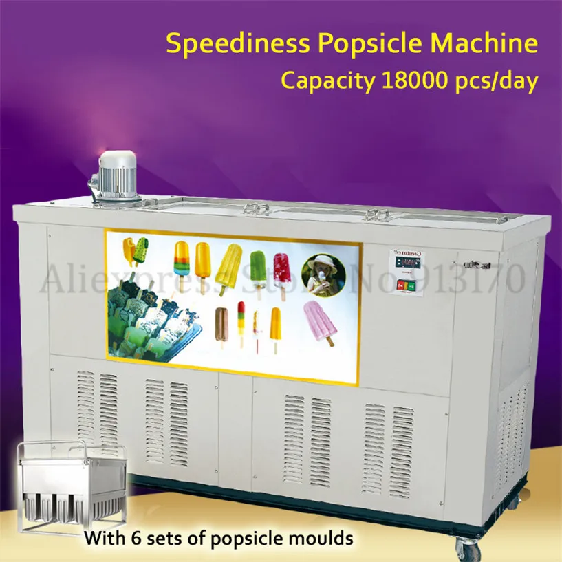 

Commercial Ice Pop Machine Speediness Popsicle Ice Cream Bar Making Machine 6 Molds Capacity 18000 pieces/day CE PBZ-06