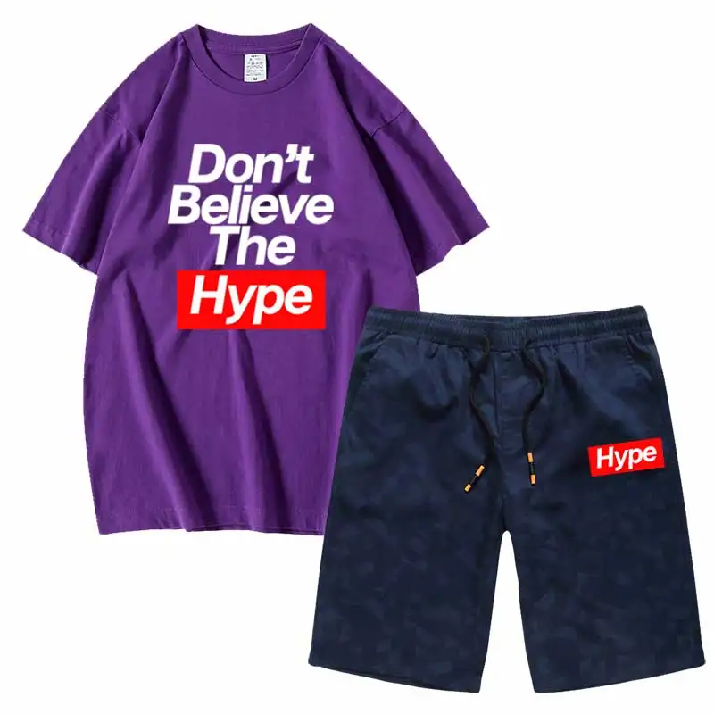 Мужской комплект Don't Believe The Hype футболки и шорты спортивная одежда повседневные