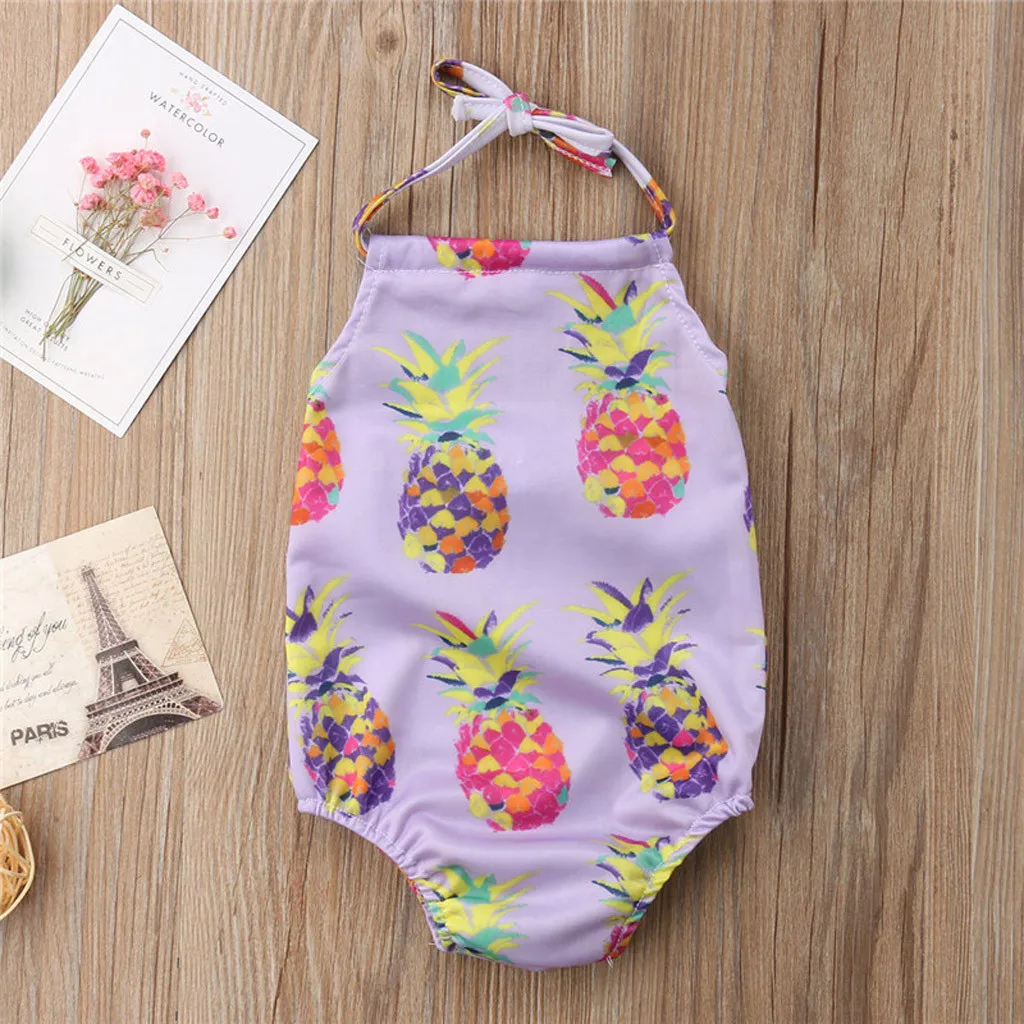 Детский слитный купальник для девочек Пляжное бикини с ананасовым принтом