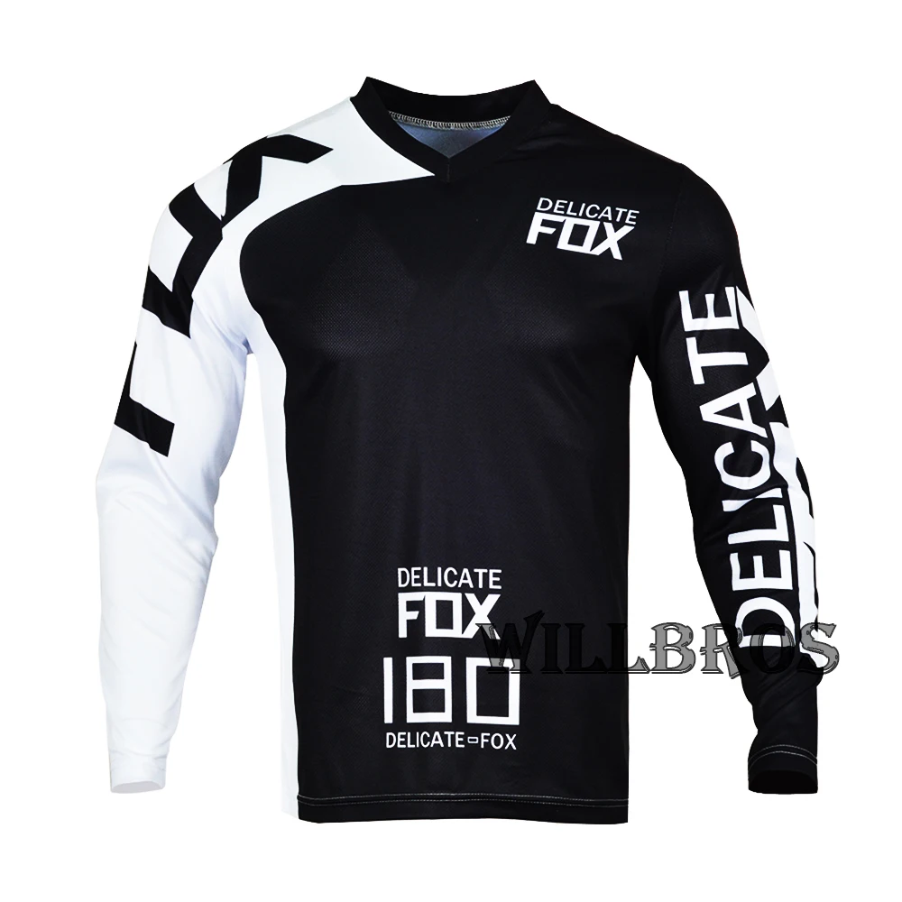 Delicate Fox 180 Race Jersey Mountain Bicycle Offroad Summer T-shirt Racing Long Sleeve Mens
