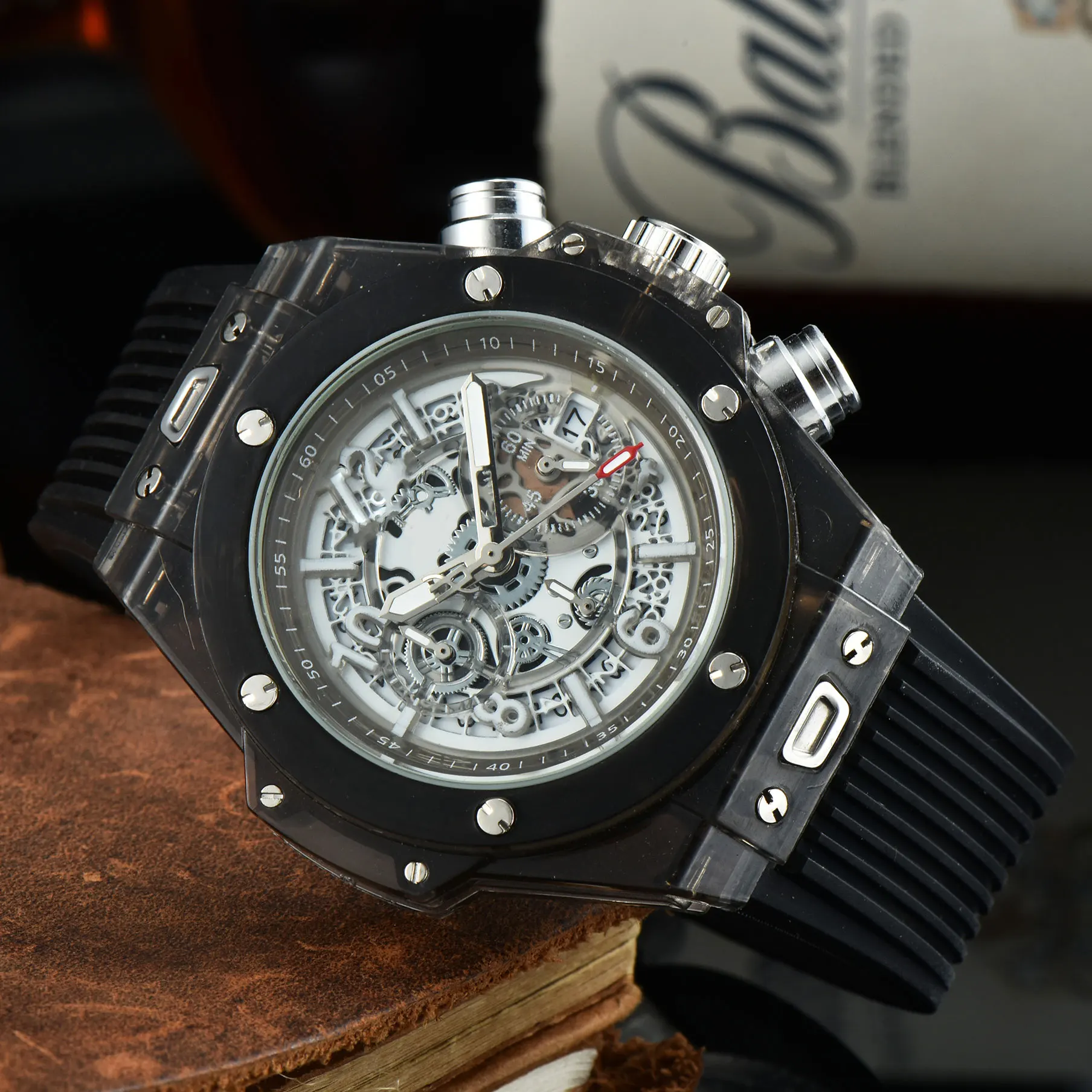 

Brand sports leisure quartz men's Military business transparent watch waterproof Women's Calendar watches Clock