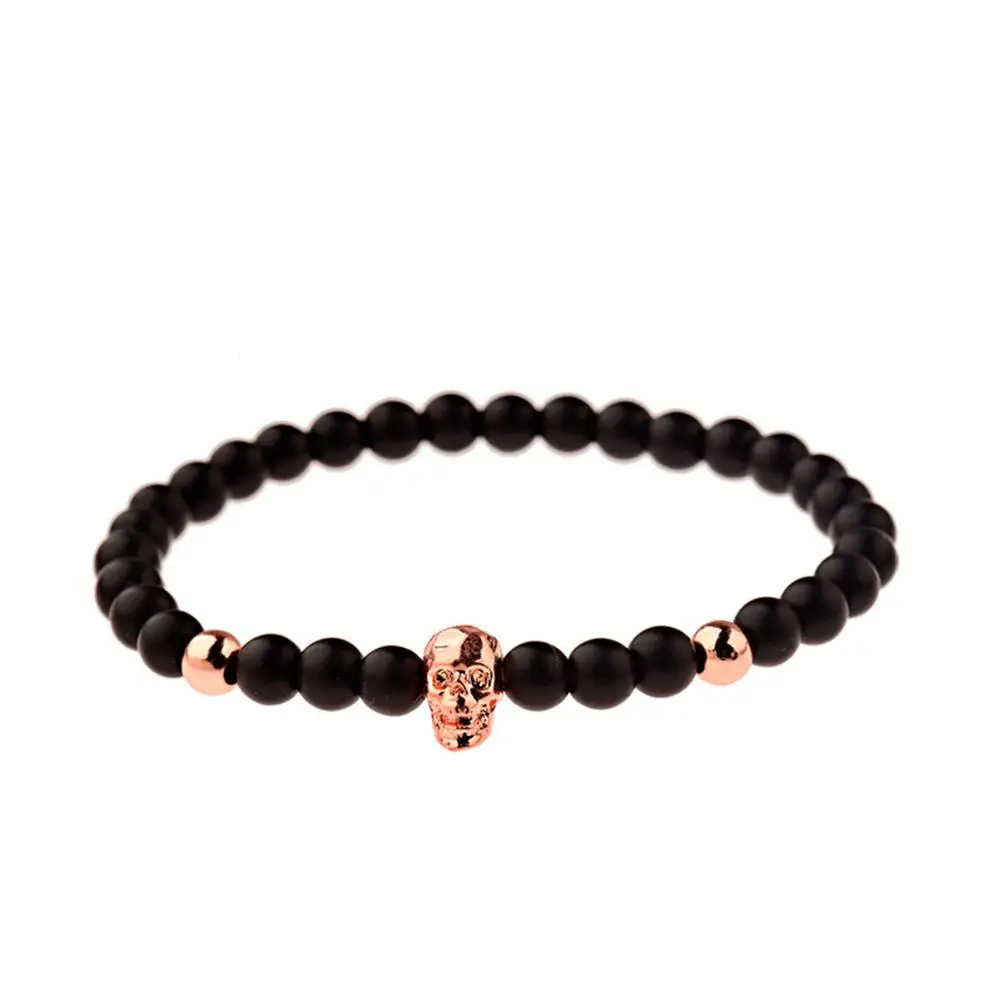 CARTER LISA Charm панк мужские золотые эластичные браслеты с черепами набор