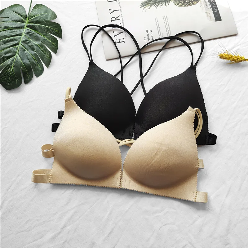 Тонкий бюстгальтер с лямками и двойными женский сексуальный перекрестными