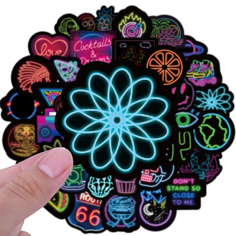 50 Pcs Skateboard Stickers For Children Kids Neon Light Sticker Gifts Toys Anime Decals Laptop Phone Suitcase Guitar Set |
