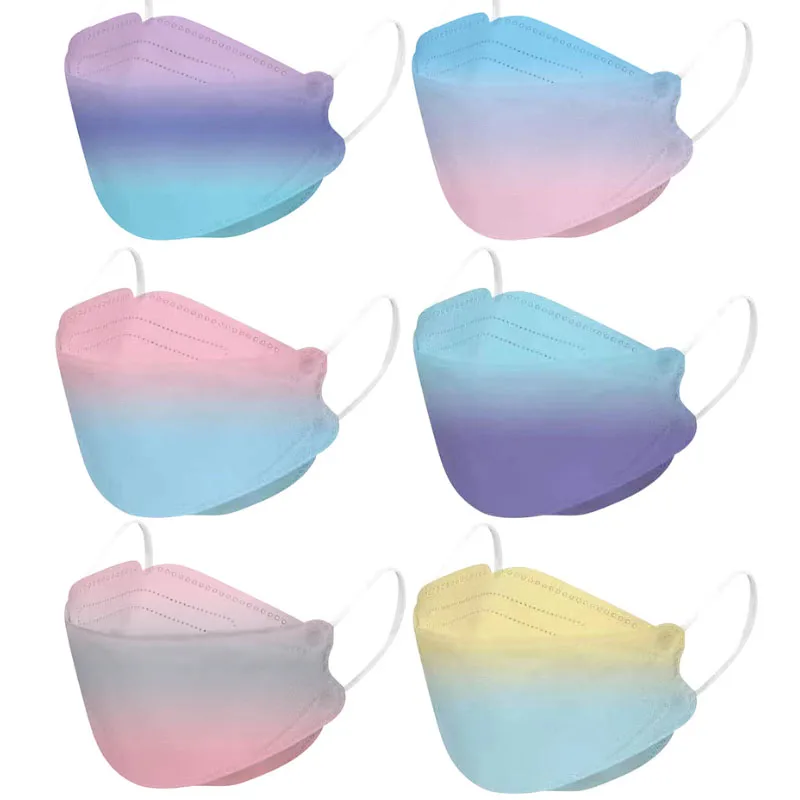 

10/30/50Pcs Adult Disposable Fish Mouth Masks Fashion Women Willow Leaf Gradient Color Cartoon Breathable Print Mascara Masque