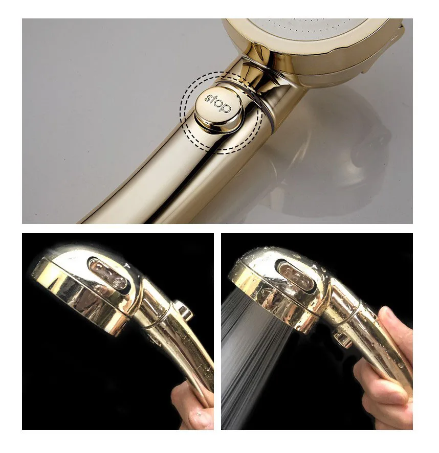 

ABS Handheld Shower Head Chrome 3 In 1 High Pressure Showerhead Household Shower Portable 360 degrees rotating shower head CD