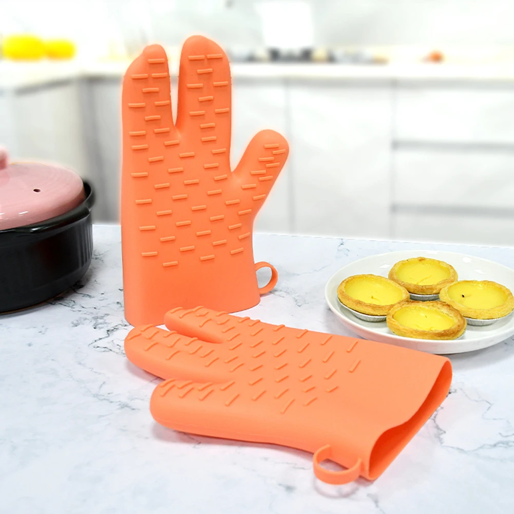 

Плотная термоизоляционная перчатка для духовки, силиконовая термоизоляционная перчатка с защитой от ожогов, утолщенная кухонная перчатка ...