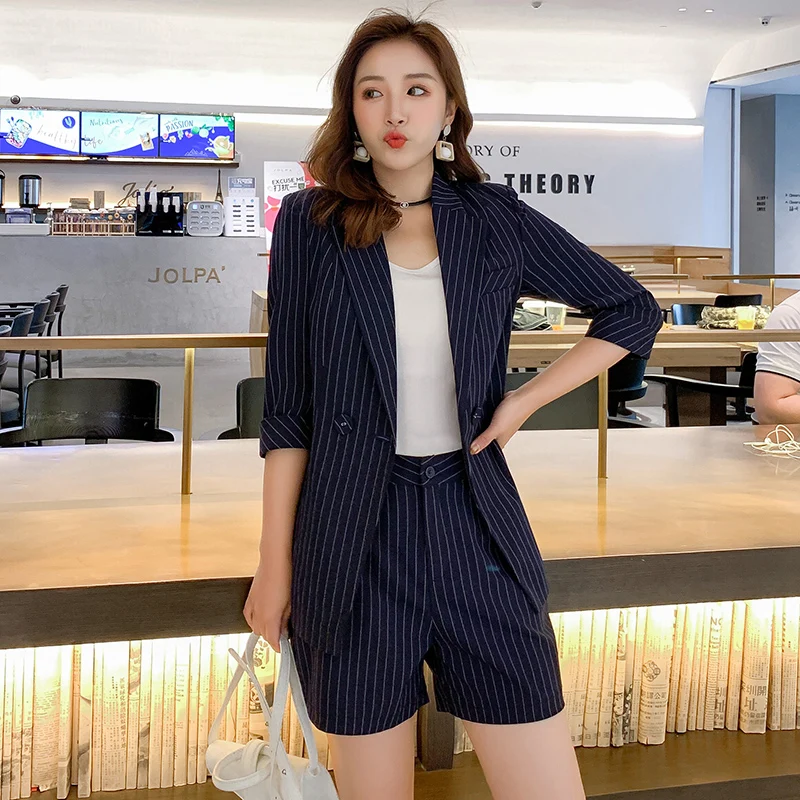 Work Shorts Suits OL 2 Piece Set for Women Casual Business Interview Suit Uniform Slim Blazer and Office Lady |