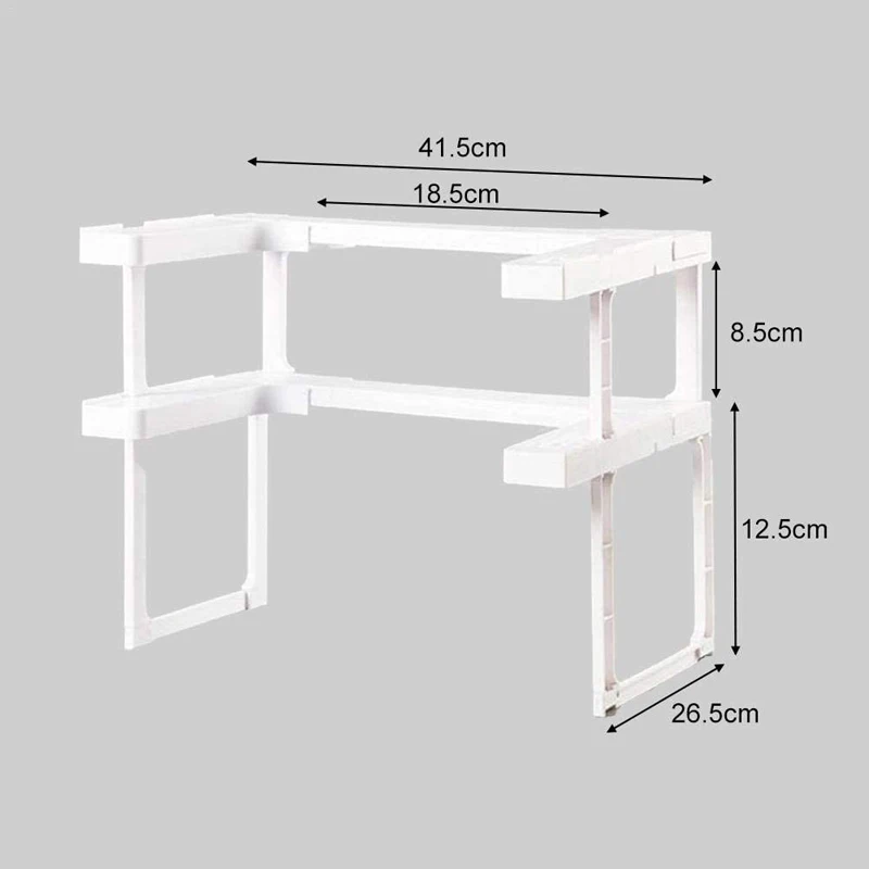 

Deluxe Stackable Spicy storage shelf Adjustable Expandable Seasoning Spice Rack Pantry Cabinet Organizer kitchen Shelves White