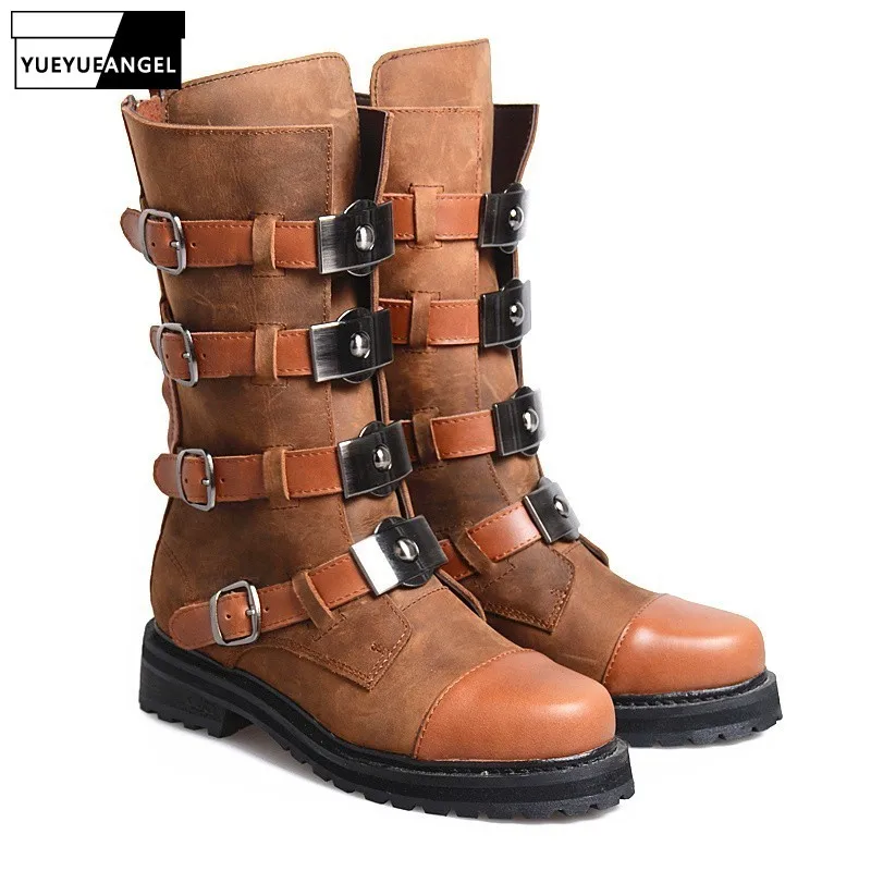 34 41 женские сапоги до середины икры из натуральной кожи на плоской подошве