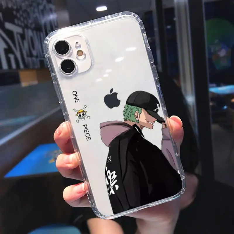 

One Piece Zoro Japanese Manga Phone Case Transparent for iPhone 11 12 mini pro XS MAX 8 7 6 6S Plus X 5S SE 2020 XR
