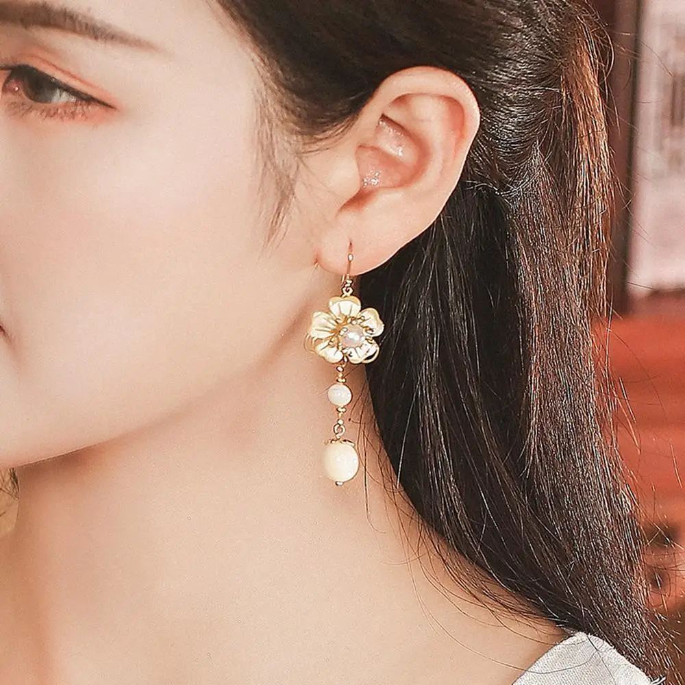 Желтая ракушка цветок этнические Висячие серьги белая из бисера пресноводный