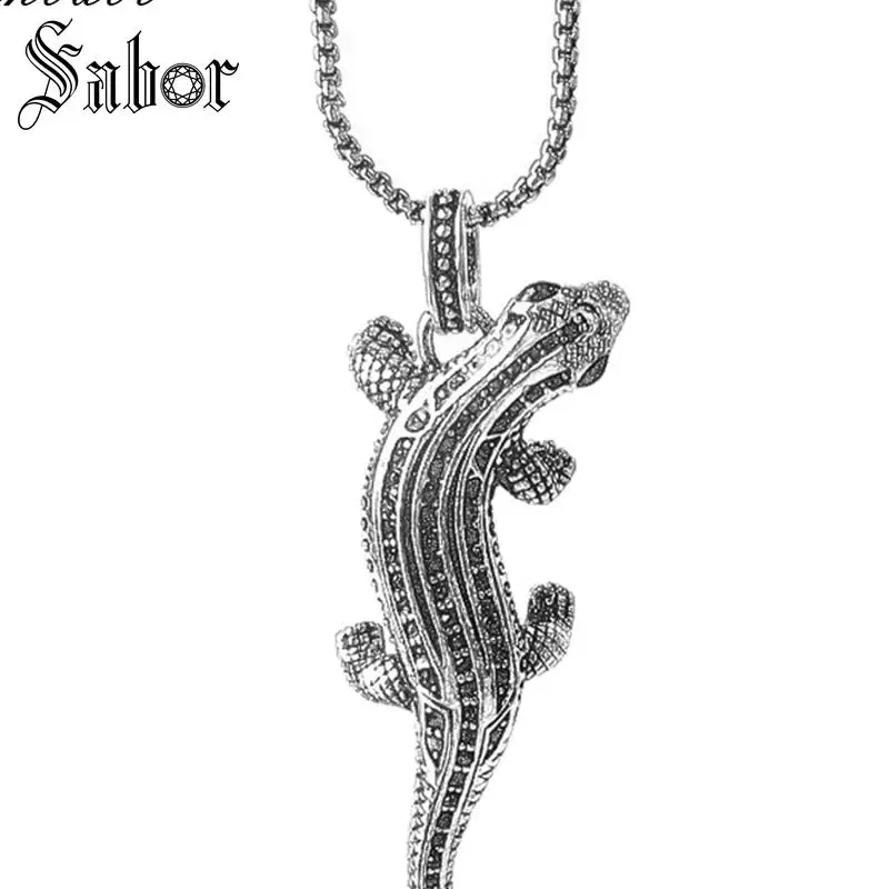 Звено цепи кулон ожерелье Salamander Pave подарок для мужчин и женщин женский
