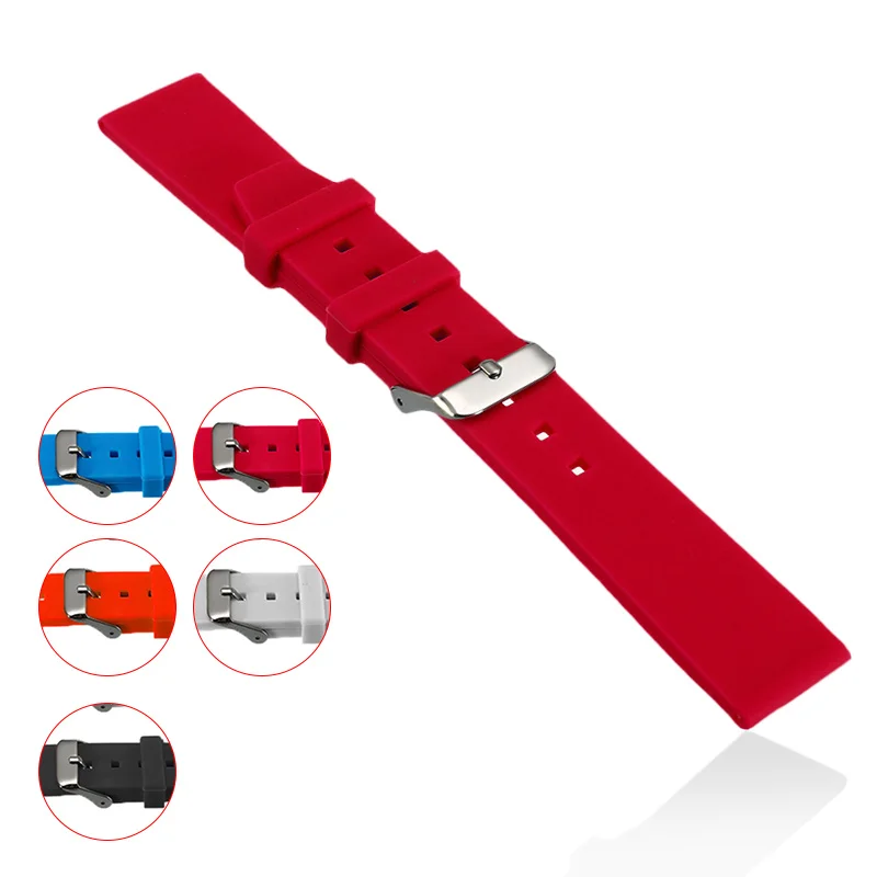 Ремешок силиконовый для наручных часов резиновый браслет с пряжкой из