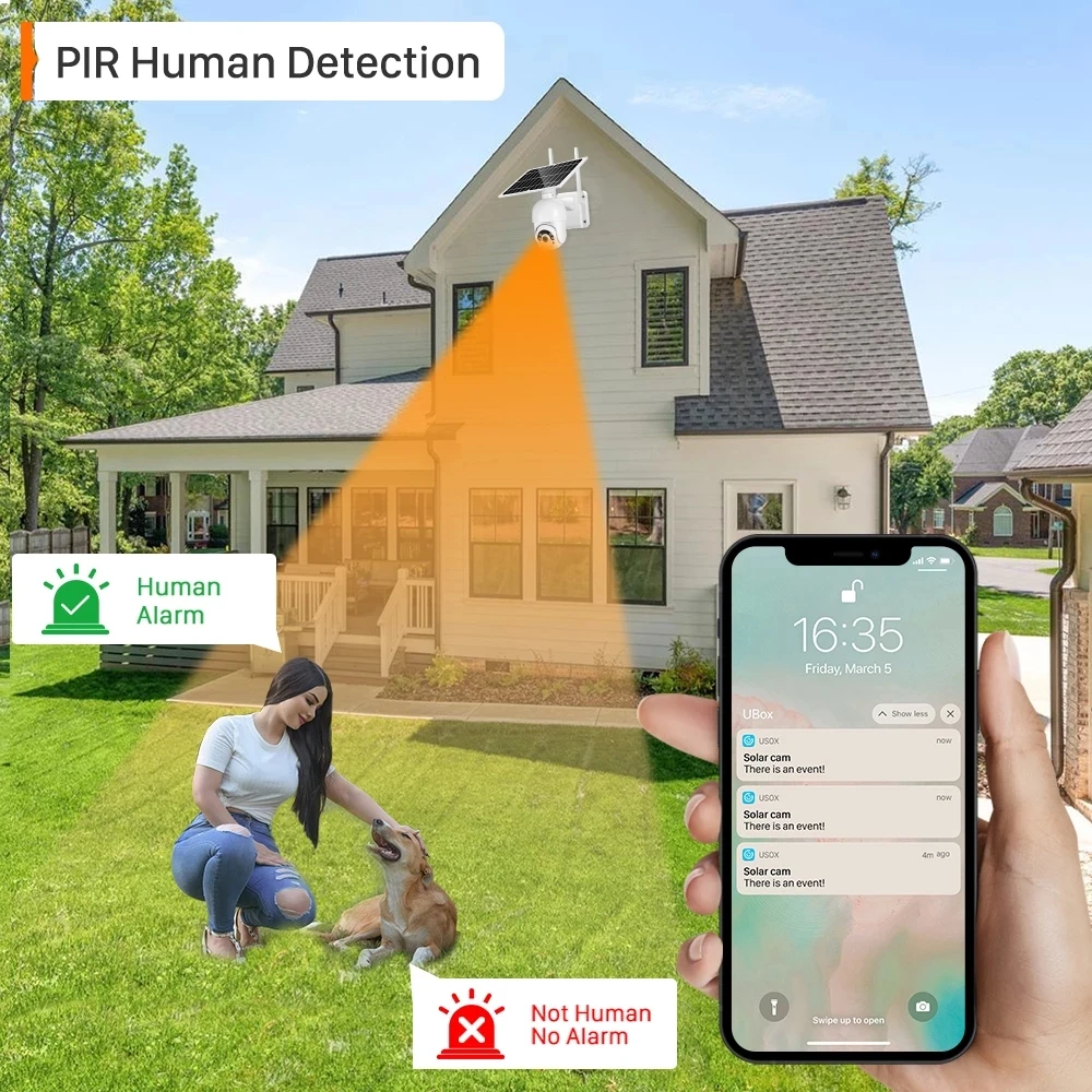 IP-камера HONTUSEC 4G 3 Мп солнечная ПНН ночное видение двусторонняя аудиосвязь