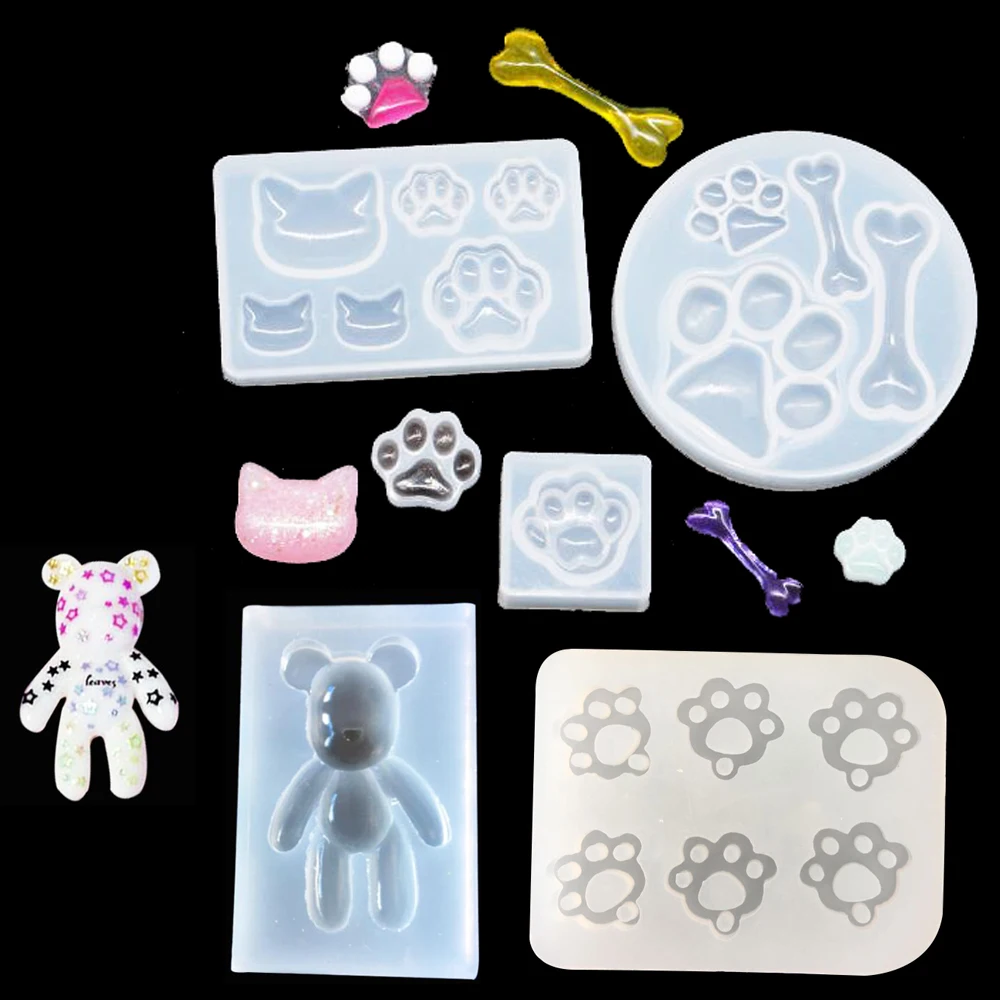 Милый Кот в виде медвежьей лапы кости УФ отверждаемая эпоксидная смола клей на