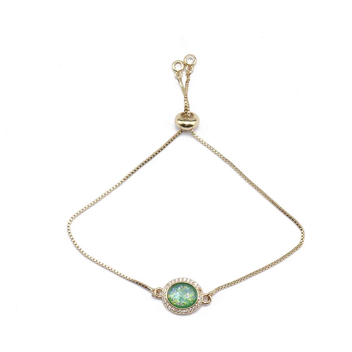 Женский позолоченный браслет с опалом и фианитами в стиле ретро - купить по