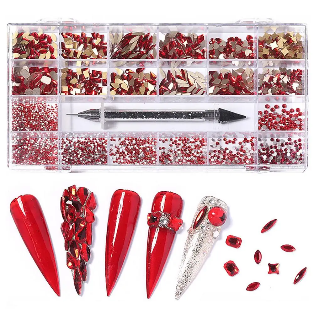 

1 коробка, Кристальные Стразы для дизайна ногтей, золотистые, серебристые, прозрачные, все цвета, плоские, Смешанная форма, сделай сам, дизайн...