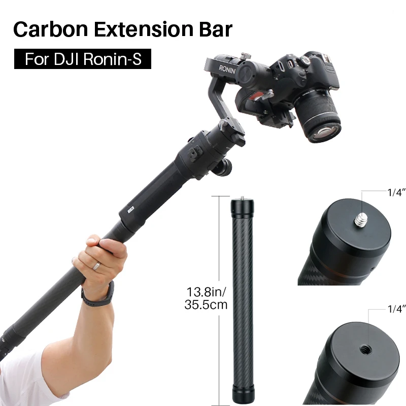 Professional Carbon Fiber Extension Pole Stick 1/4'' 3/8 Thread Stabilizer Rod Monopod for DJI Ronin S Moza Air 2 Zhiyun Crane 2
