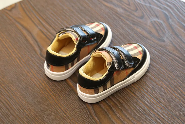 

3-8 Years Fashion Plaid White Shoes Boys Shoes Toddler Girl Boy Sneakers PU Leather Casual Children Kids Outfit Korean Shoes