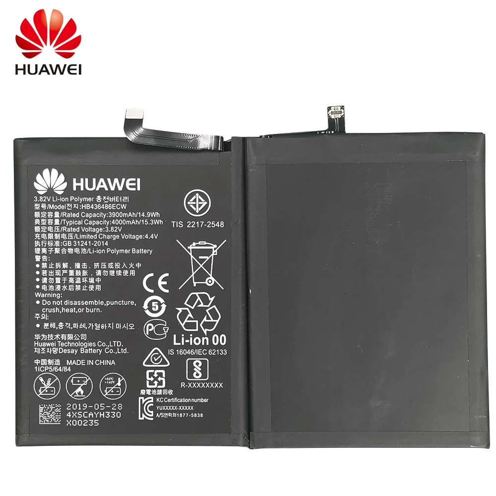 Оригинальный аккумулятор Hua Wei HB436486ECW для Huawei mate 10 Mate pro lite X ALP AL00 3900/4000