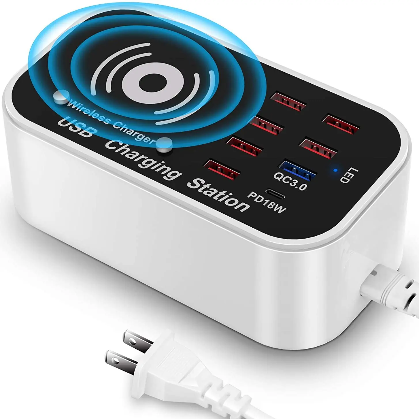

100W 8 портов QC3.0 умное usb-устройство для PD18DW Беспроводное зарядное устройство для быстрой зарядки зарядное устройство для iPhone, Samsung, Huawei, планш...