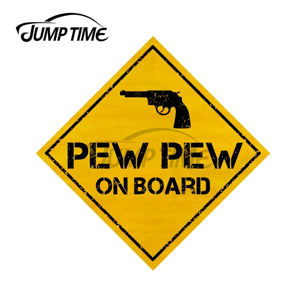 

JumpTime 13 x 13cm Pew Pew On Board Sign For Cars Scratch-Proof Car Stickers Car Accessories Decal Motorcycle For JDM SUV RV