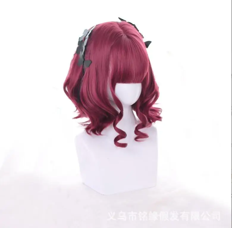 Парик Лолита для косплея красного вина короткий японский с короткими вьющимися