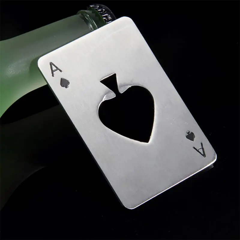 

Norbi Beer Bottle Opener Personalized Funny Stainless Steel Credit Card Bottle Opener Card of Spades Bar Tool 2021 New