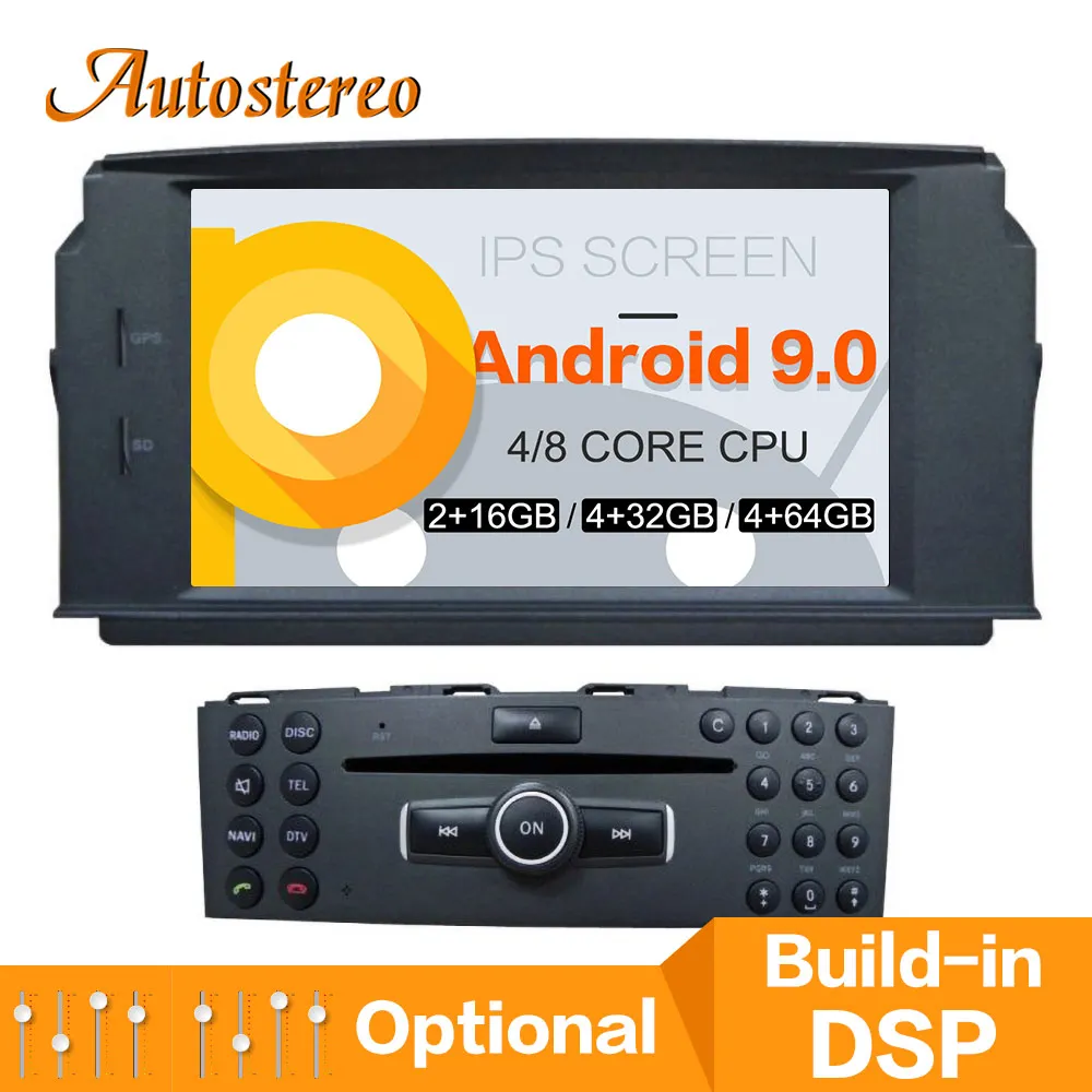 DSP Android 9,0 64 ГБ Автомобильный gps навигатор dvd-плеер для MERCEDES BENZ C Class C180/C200/C230 W204 автомобильное радио стерео головное устройство