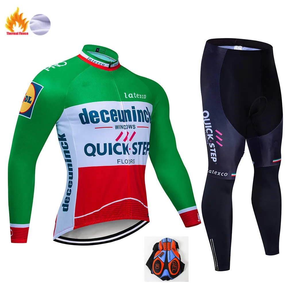 Winter Cycling Suit Pro Team быстрый шаг Велоспорт Джерси 9D Bib набор одежды для велосипеда из Бельгии Мужская Зимняя Теплая Флисовая велосипедная Одежда для велоспорта - Цвет: Winter Cycling Suit