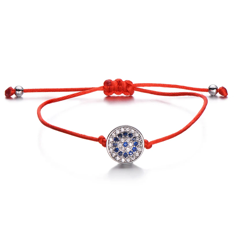 Pipitree Модный 12 мм Круглый CZ браслет evil eye регулируемые черные красные браслеты для женщин и мужчин брендовые ювелирные изделия подарок