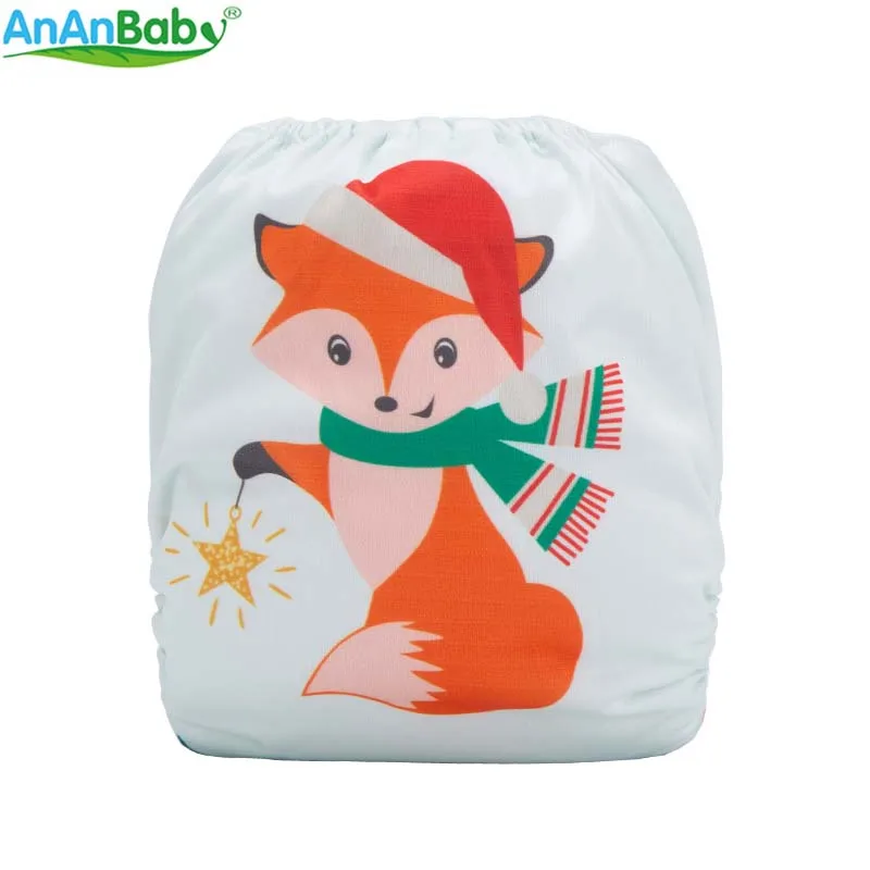 {AnAnBaby} Новое поступление, тканевые подгузники с принтами на Хэллоуин и Рождество, многоразовые и моющиеся детские подгузники с принтами на праздник