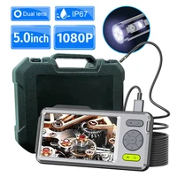 Endoscope Camera with 5'' Screen 1080P Dual Lens Inspection Camera with LED IP67 Waterproof Snake Camera With Zoom 32GB